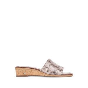 NWT SAM EDELMAN Womens Brown Snakeskin Croc Wedge Slide Sandals 8.5 M